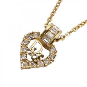 Christian Dior Necklace, GP Plated, Rhinestone, Gold, Women's